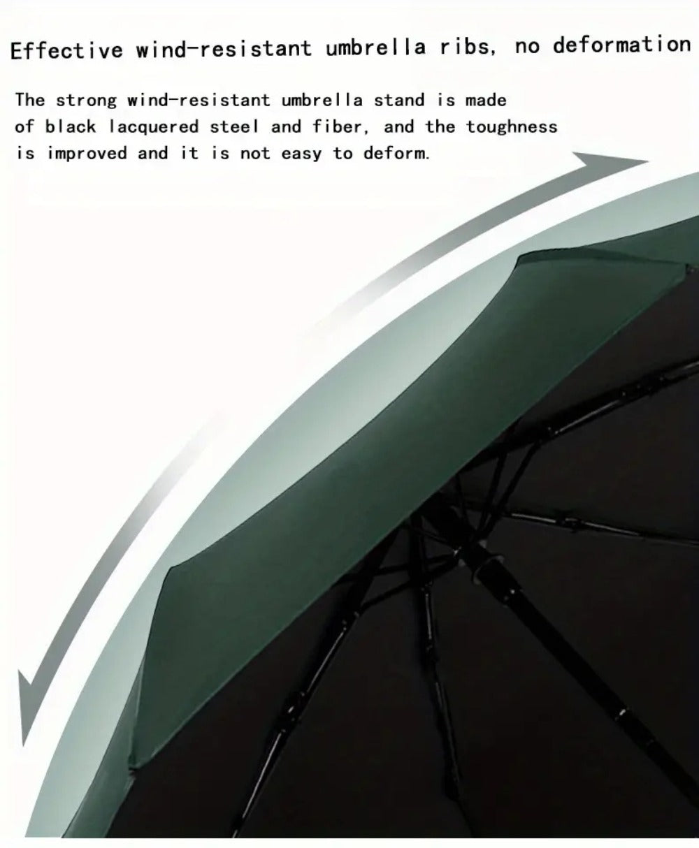 Large Folding Umbrella in a Solid Color, Featuring Outstanding, Lightweight And Waterproof Design, And Automatic Open And Close Functionality, Suitable for Both Men And Women
