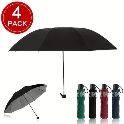 4pcs Folding Umbrella, Umbrella Windproof Travel Umbrellas for Rain, Durable & Compact Umbrella, Portable Umbrella for Travel, Casual Durable Lightweight Portable Business Style Umbrella for Men & Women