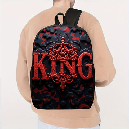 Travel Backpack – for Travel & School, King Print Red Black Color | Bag Vero – detail view 3