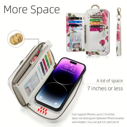 1 Stylish Purple Floral Faux Leather Zipper Wallet – Large Capacity Handbag with Phone Compartment, Multiple Card Slots & Coin Purse Design, Elegant Rose Pattern, Delicate Texture – Perfect Gift for Teens