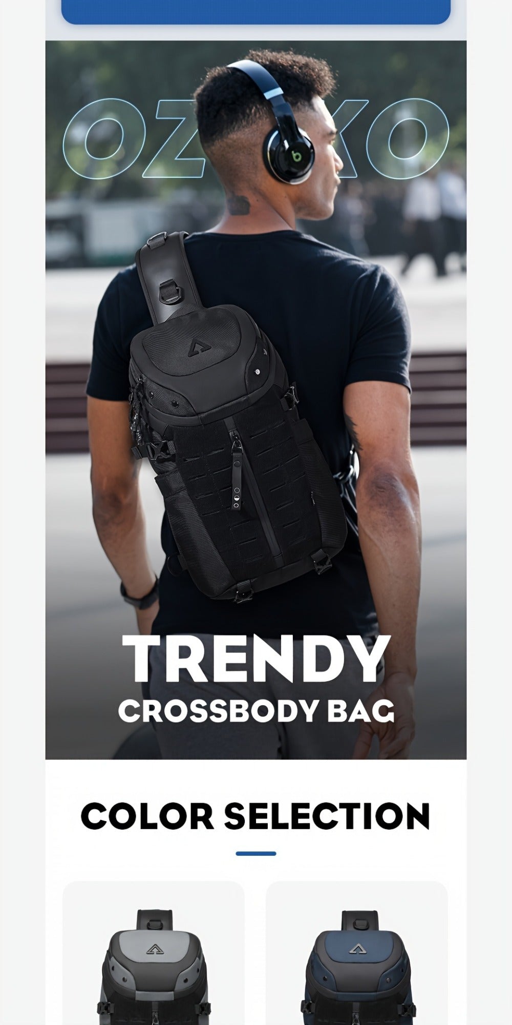 [Stylish Crossbody Bag] Resilver Men's Large Capacity Chest Bag, a Stylish Crossbody Bag Designed for Short Trips, Perfect for Men As a Fashionable Sling Or Shoulder Bag