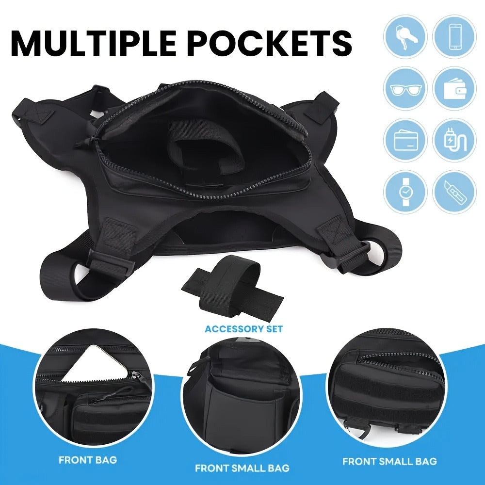 A Men's Multi Style Sports Chest Bag with Hollowed Out Design Tactical Backpack, Suitable for Multiple Scenarios