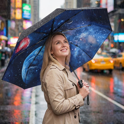Portable And Sturdy Compact Umbrellas Designed to Withstand Rain And Wind, Featuring Automatic Opening, a Premium Handle, Vibrant Designs, And Foldable for Easy Travel, Making Them Ideal for Use in And While on The Move