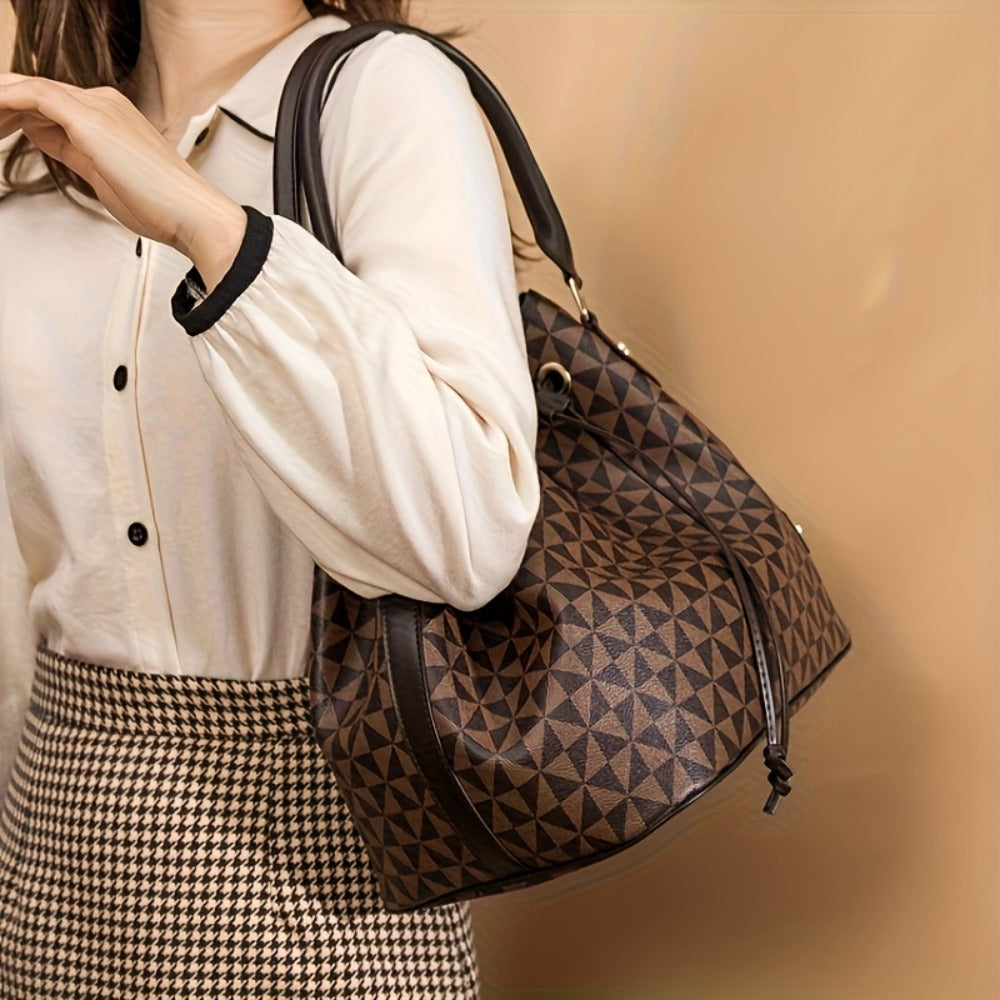 Korean New Fashion Handbags, Versatile Shoulder Bucket Bags, Retro Casual Commuter Tote Bags