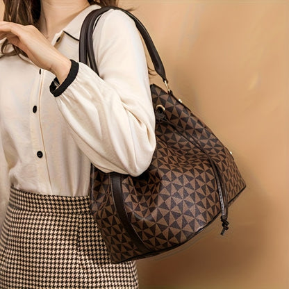 Korean New Fashion Handbags, Versatile Shoulder Bucket Bags, Retro Casual Commuter Tote Bags