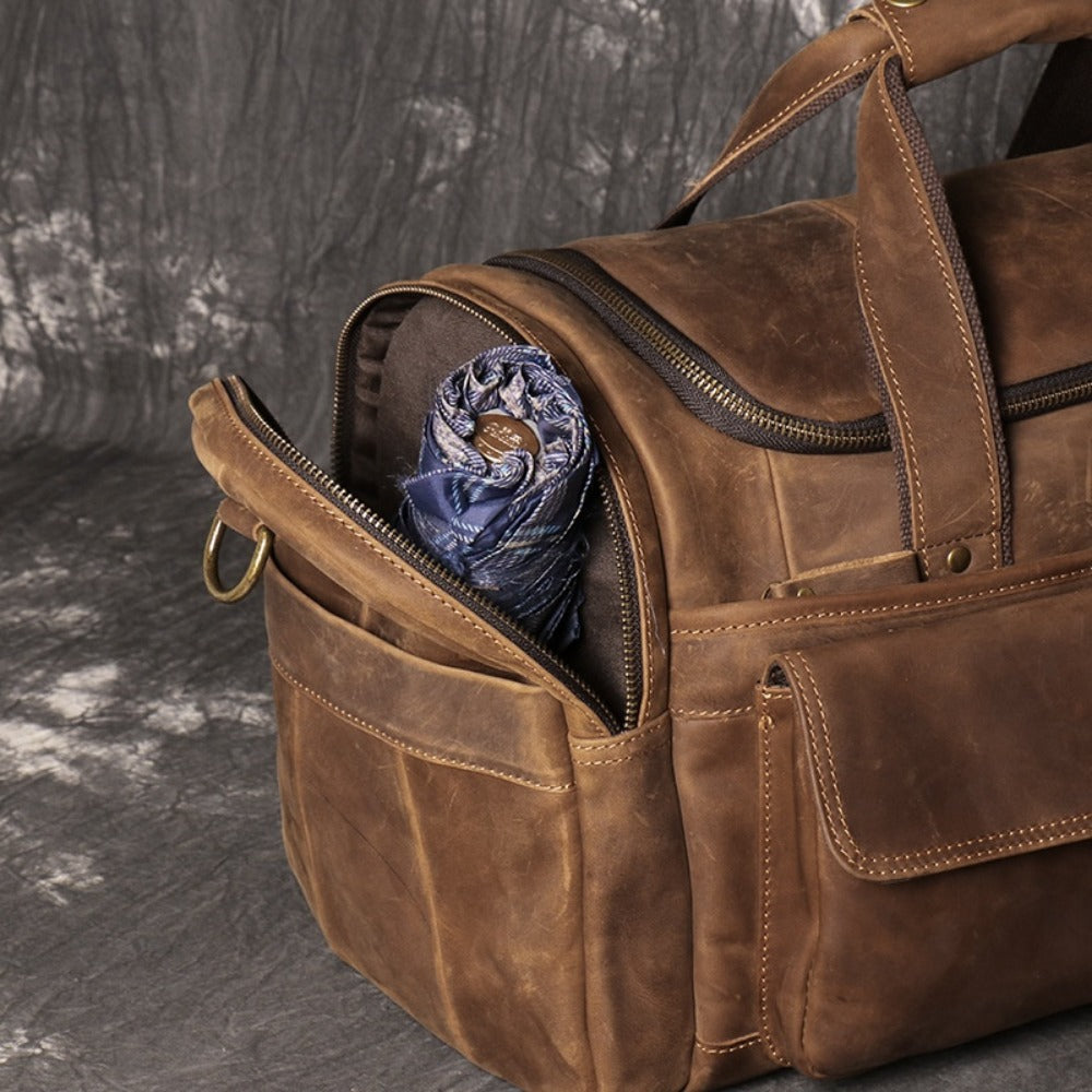 Gym Duffel Bag – Genuine Leather, Large Capacity, Multi-Pocket, for Travel & Work | Bag Vero – detail view 10