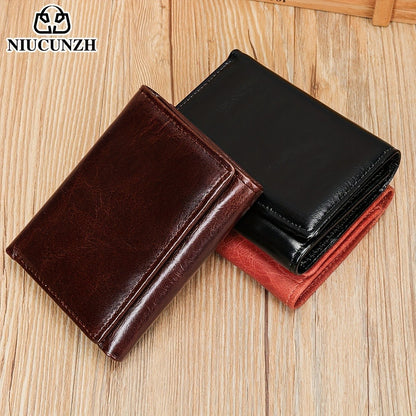 [Leather Tri-fold Wallet] Valentine's Day Gift, Genuine Leather Tri-fold Wallet - Anti-theft Brush Shield, Coin Pocket for Men
