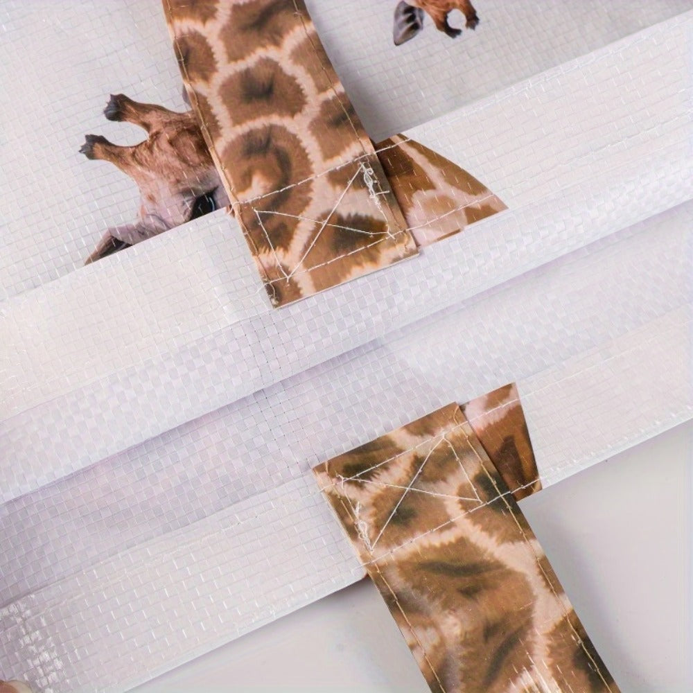 1 creative giraffe tote bag woven bag, gift shopping bag composite woven bag giraffe tote bag, travel storage large capacity handbag, waterproof and moisture-proof, reusable
