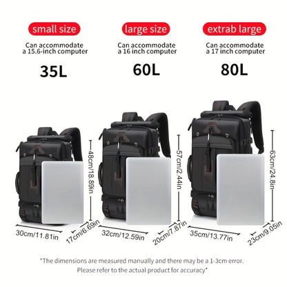 Travel Backpack, Portable Backpack, Large Capacity Duffel Bag Men's Outdoor Expandable Convertible Boarding Duffel Backpack, Black 21.13gal Hiking Bag, Fit 17 Inch Laptop, Suitable for Outdoor Travel Work Business
