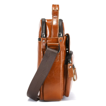 LEBULLBRO 100% Genuine Leather Men's Top Layer Cowhide Small Sling Bags, Shoulder Bags Crossbody Pouch Handbag