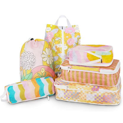 6pcs Compression Packing Cubes for Travel Suitcases, Waterproof Luggage Organizer Bags Set, Washable Packaging Cubes for Women Backpack Travel Perfect for Carry-Ons and Storage