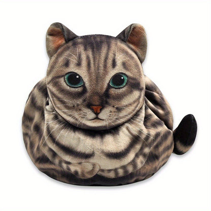[Cat-Shaped Makeup Bag] 1 Polyester Cat-Shaped Makeup Bag| Cute Travel Storage Bag With Drawstring Closure| Large Capacity Storage Bag For Cosmetics And Accessories