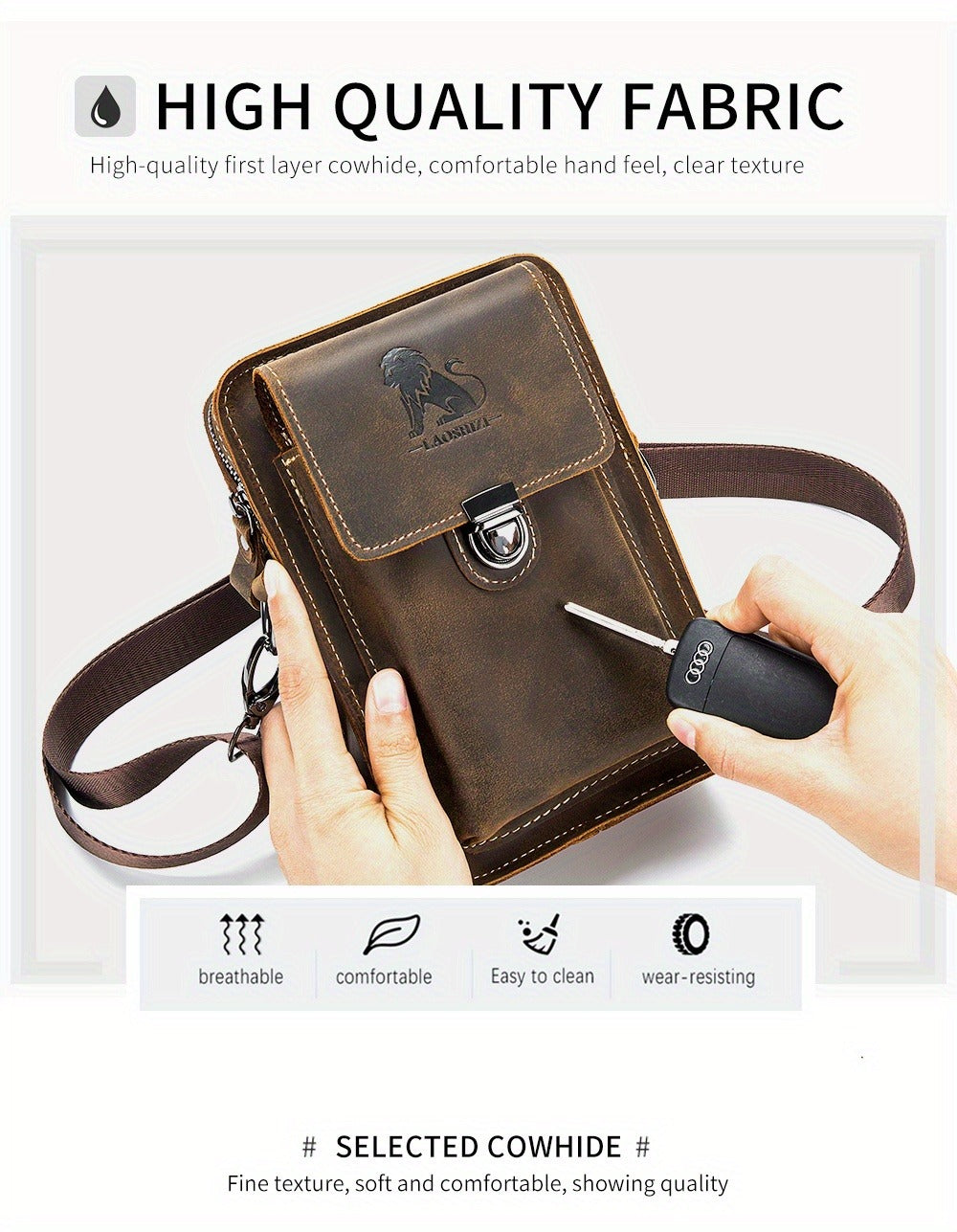 Waist Bag – Genuine Leather, Genuine Leather Waist Vintage Cowhide | Bag Vero – detail view 15