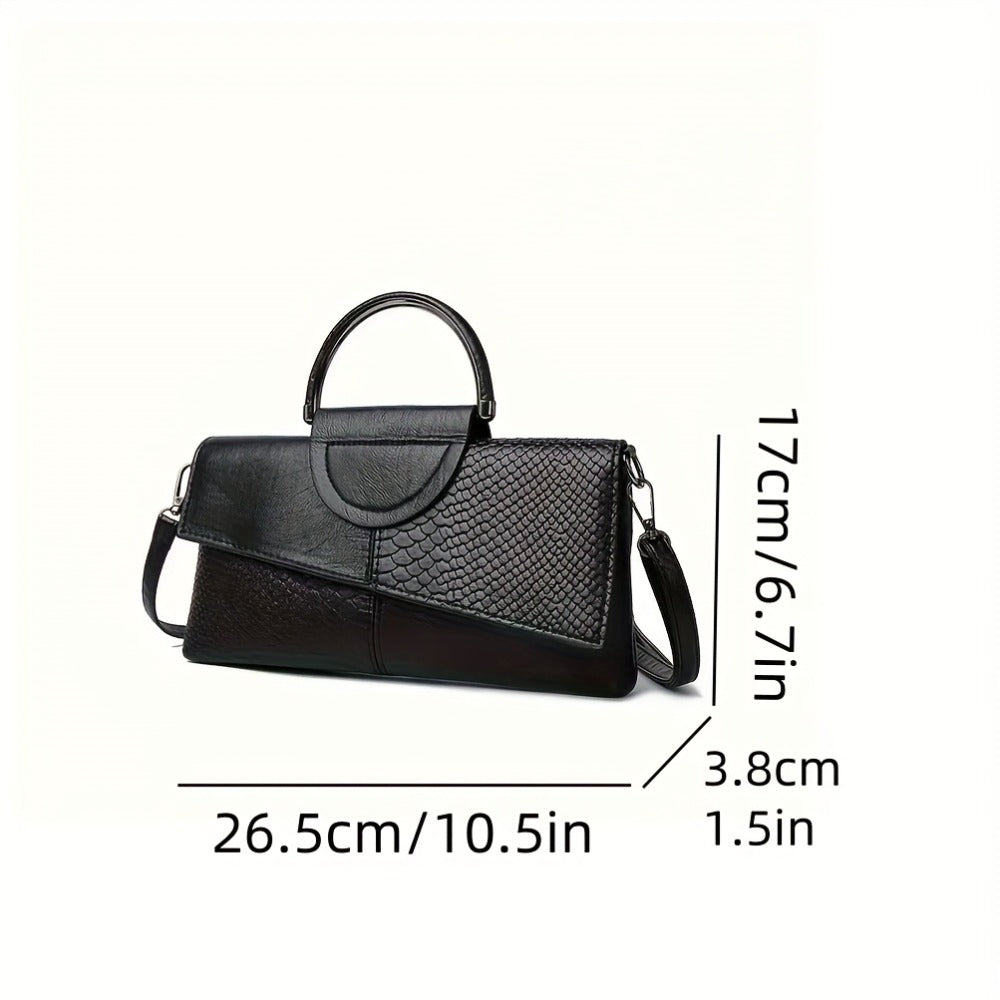 [Luxurious Crocodile Purse] Two-Piece Set: Handbag And Keychain, Luxurious Black Crocodile Design Purse for Women - a Stylish Handbag for European And American Women, Featuring a Crocodile Pattern, Suitable for Banquets And As a Crossbody Bag