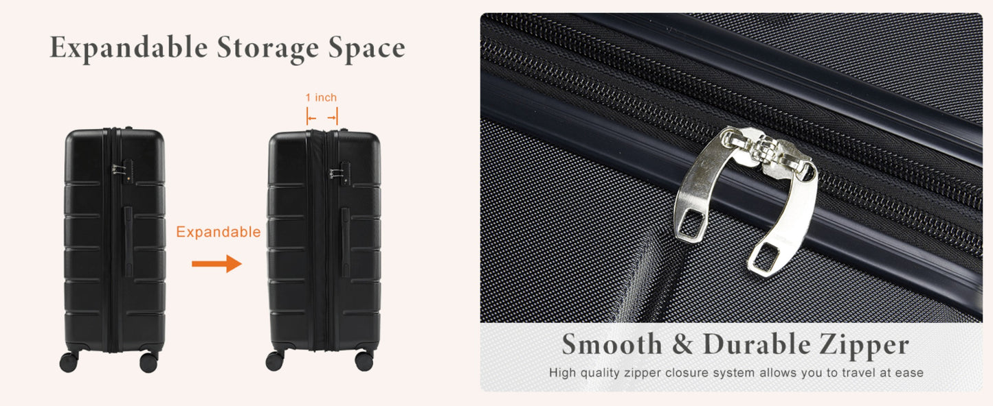 20/24/28 Inch Carry On Luggage - Hard Shell ABS Suitcase With Double Spinner Wheels, Lightweight Expandable Rolling Luggage With TSA Lock - For Travel - Suitable for Business & Leisure - Ideal Gift for Frequent Travelers