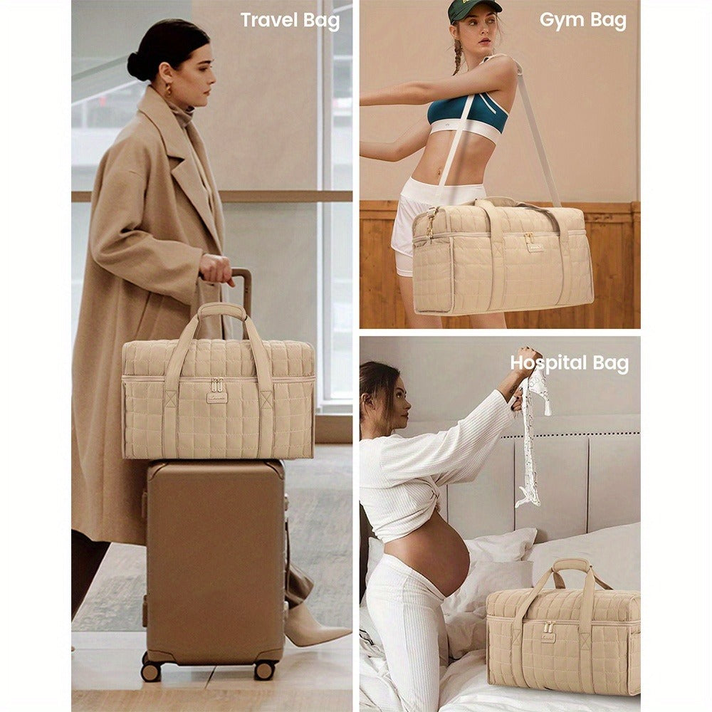 LOVEVOOK Travel Duffle Bag, Weekender Bags For Women, Carry On Duffel Bags For Airplanes, Overnight Bag With Toiletry Bag, Hospital Bag for Labor and Delivery, Yoga Gym Bag with Wet Pocket, 3pcs Set