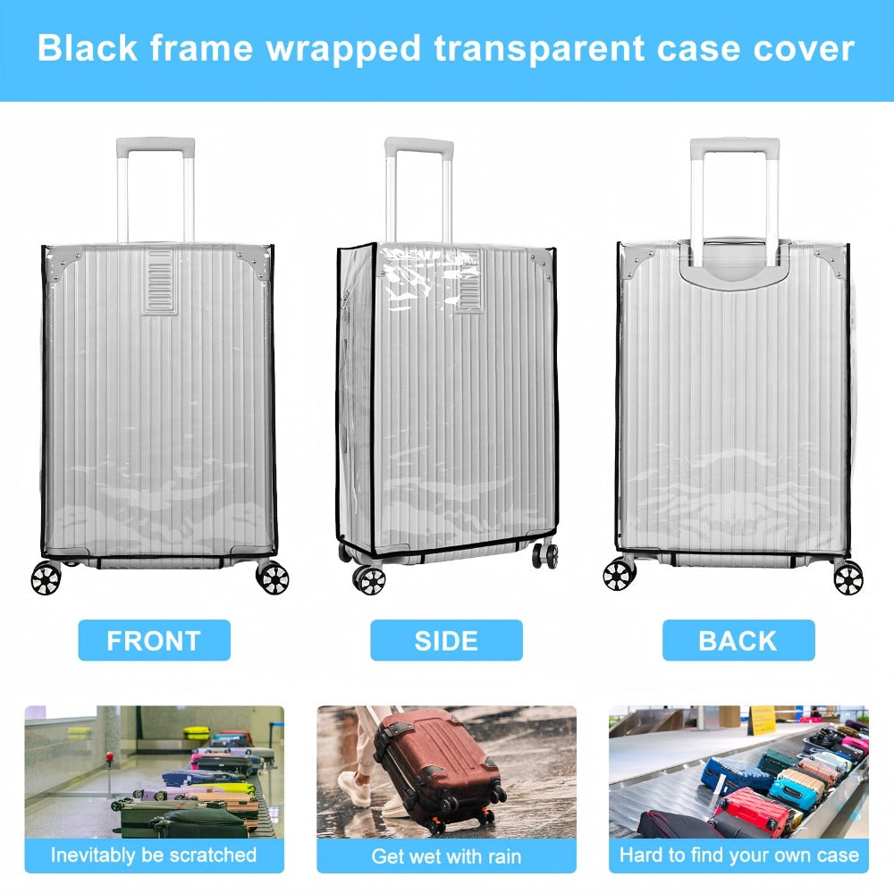 3pcs Clear PVC Luggage Covers - Waterproof, Reusable Suitcase Protectors with Wheels, Fits 20', 24', 28' Luggage, Durable & Easy to Clean, Transparent Travel Accessories for Scratch & Dust Protection