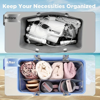 1pc Large Efficient Classified Beach Bag Storage Bag - Say Goodbye to Clutter, Compatible with Accessory Plugins, Suitable for Various Beach Bags, Simple And Large Capacity Multifunctional Partition Bag, Essential for Beach Vacation Travel