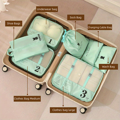 Large Capacity Travel Organizer Set - Nylon Storage Bag Set For Clothes, Pants, Shoes, Socks - Vacation Style, Portable Duffel Bag - For Travelers & Frequent Flyers - Perfect for Organizing Luggage