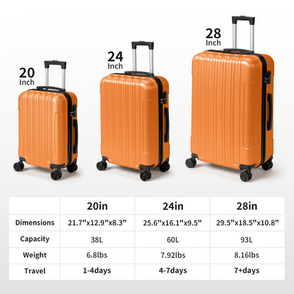 3in1 Luggage Set with Detachable Wheels, 20/24/28 Inch Lightweight ABS Suitcase with Lock & Spinner Wheels, Durable Travel Trolley Bag, 28-inch Disassembly Wheels
