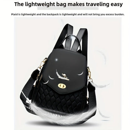 Trendy Urban Fashion Women'S Backpack - High-grade Texture And Pattern Design, Elegant And Practical, Golden Hardware Embellishment, Suitable For Commuting, Leisure, Travel, Ideal Holiday Gift