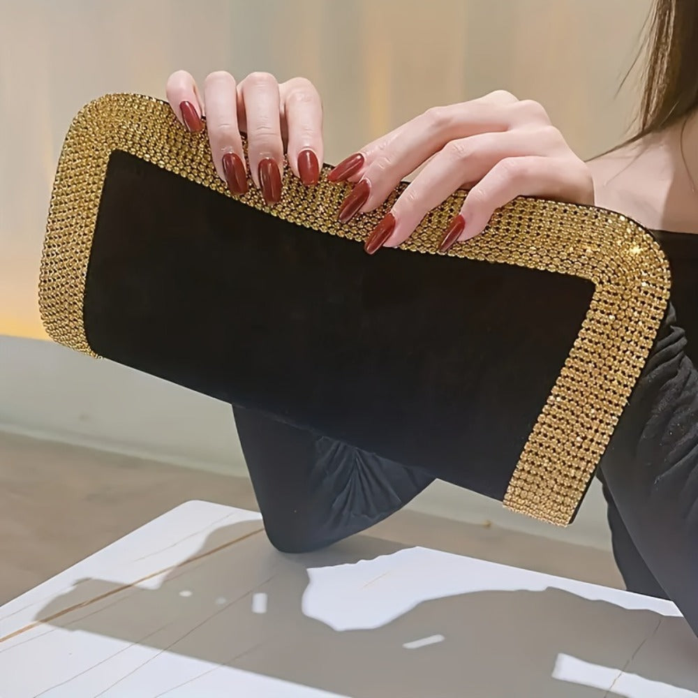 Women's Rhinestone Clutch Bag with Detachable Strap & Closure - Sparkling Shoulder/Wristlet Purse Suitable for Wedding, Prom, Party, Dance - Elegant Rhinestone-Embellished Evening Bag for Special Occasions