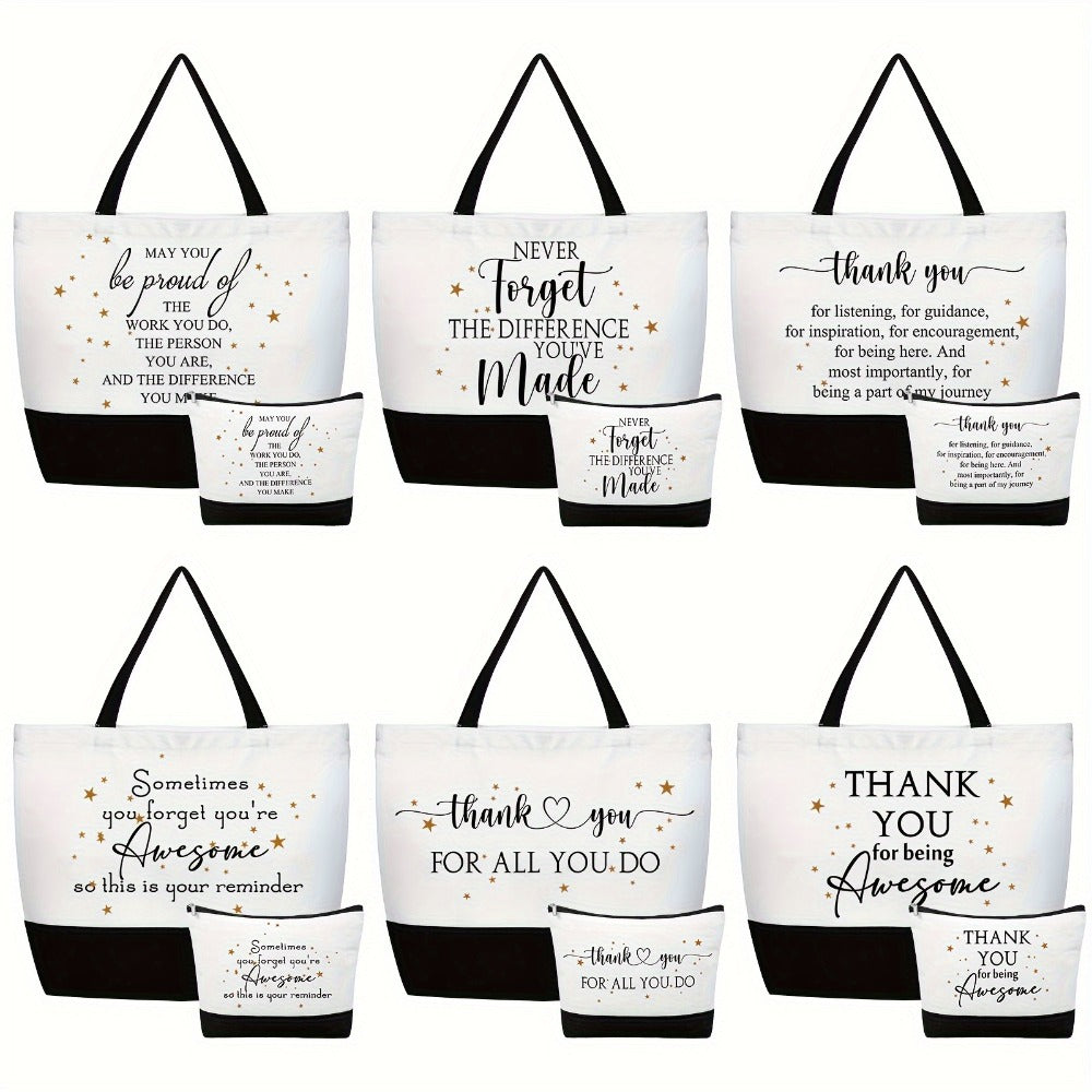 24pcs Bulk Pack 24pcs Tote Bags Suitable for Women Coworkers Employee Appreciation Gifts, Teacher Staff Thank You Gifts, Zipper Closure Makeup Bags with Zipper Closure, Bulk Bulk Tote Bags for Office Supplies