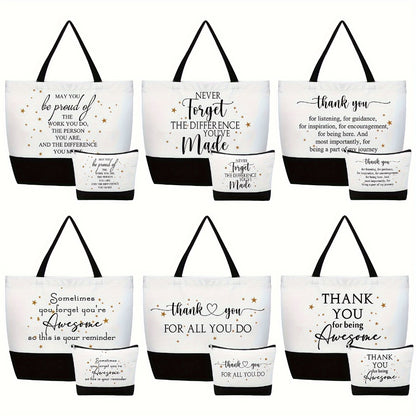 24pcs Bulk Pack 24pcs Tote Bags Suitable for Women Coworkers Employee Appreciation Gifts, Teacher Staff Thank You Gifts, Zipper Closure Makeup Bags with Zipper Closure, Bulk Bulk Tote Bags for Office Supplies