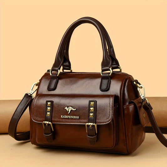 Women's Large Capacity PU Handbag & Crossbody Bag with Multi-Layer Pockets - Retro Style Handbags Suitable for Travel,, Shopping - Burgundy// - Zipper Closure & - Ideal Gift