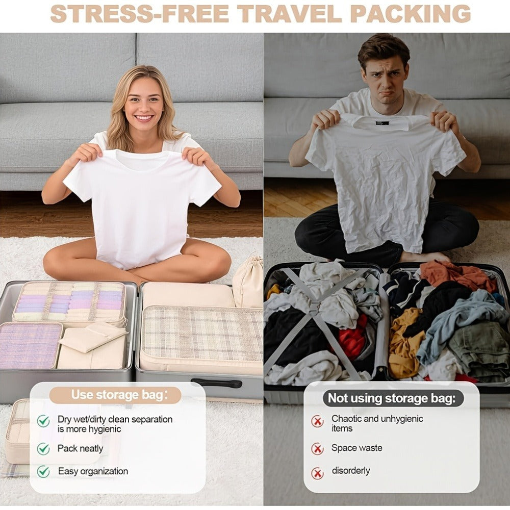 8pcs Set Packing Cubes for Suitcase, Packing Cubes for Carry On Suitcases, Luggage Organizer for Travel Essentials, Large Mesh Luggage Bag for Suitcases