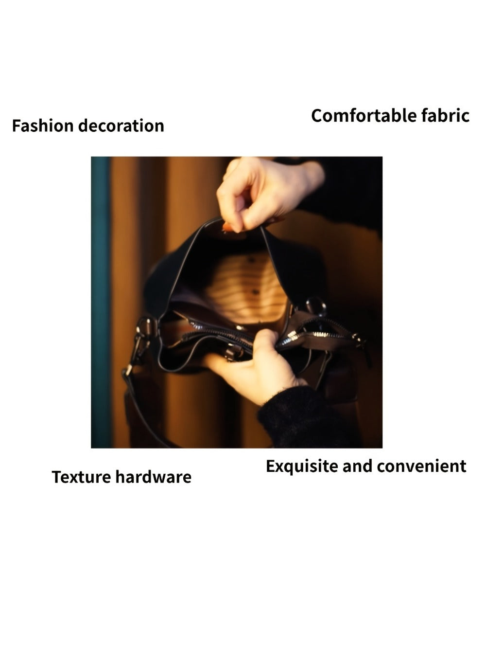 Fashionable Women'S Bucket Bag - Casual Crossbody Bag, Golden Accessory Design, Black/Brown, Adjustable And Detachable Shoulder Strap, Suitable for Daily Use