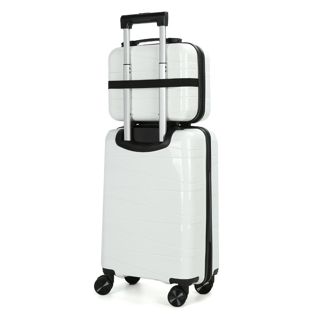 Set of Luggage Including a 20-Inch Suitcase And a 14-Inch Handbag, Featuring 360° Rotating Wheels, Made from Durable ABS Material, And Equipped with a Phone Holder, Ideal for Students And Various Activities Like School, Business Travel
