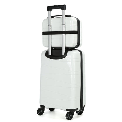 Set of Luggage Including a 20-Inch Suitcase And a 14-Inch Handbag, Featuring 360° Rotating Wheels, Made from Durable ABS Material, And Equipped with a Phone Holder, Ideal for Students And Various Activities Like School, Business Travel