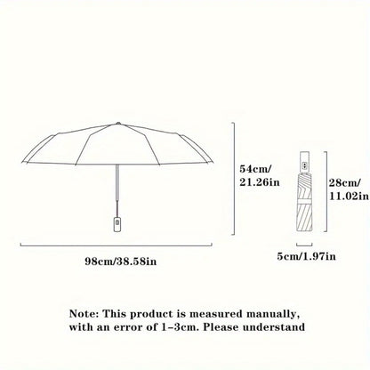 Large Folding Umbrella in a Solid Color, Featuring Outstanding, Lightweight And Waterproof Design, And Automatic Open And Close Functionality, Suitable for Both Men And Women