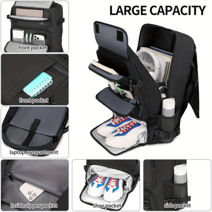 Men's travel backpack with laptop compartment, shoe compartment and adjustable strap - hiking, business and outdoor adventures