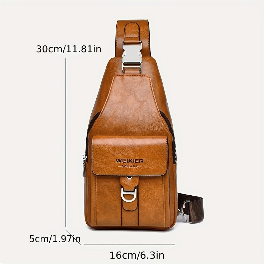WEIXIER 1PCS Men's New Retro Sports And Leisure Simple Chest Bag, Crossbody Large Capacity Multi Layer High End Men's Multi Functional Crossbody Bag Convenient to Carry for Daily Commuting Waist Bag