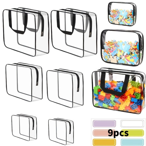 9/10pcs Clear Makeup Bags - High-Quality Transparent Storage Bags, Beach Bag, Clear Bag, with Secure Zipper Closure - Reusable, Organizer Bags for Travel And Home Storage - Multi-Functional Storage Solution, Suitable for Beach And Outdoor Use