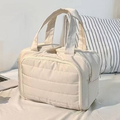 [Travel Makeup Bag] Elegant Standing Travel Makeup Bag with Large Capacity Multi-Compartment - Portable Handle Wash Bag Suitable for Daily Use & -the, Nylon Case with Standing Design ()