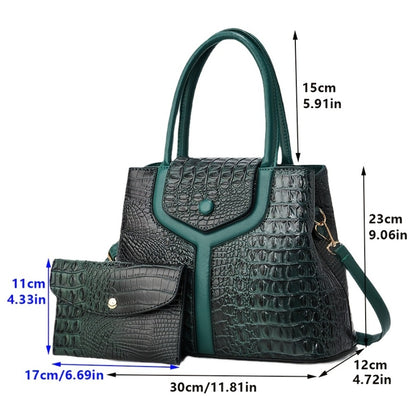 Stylish Women's Bag, Crocodile Pattern Two-piece Set Mother And Son Bag, Tote Bag, Simple And Versatile Large Capacity Handbag, Shoulder Bag, Crossbody Bag, Large Bag with Wallet