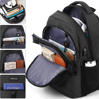 Unisex Backpack - School Backpack Bookbag for Teen Boys & Girls Laptop Backpack with USB Charging Port - For College, Work & Business