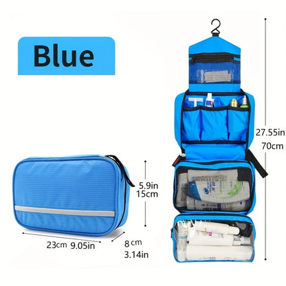 New Unisex Travel Hanging Toiletry Organizer Bag with Sturdy Hooks, High-Quality Design, Multiple Compartments And Mesh Pockets - Lightweight And Durable Zipper Closure Suitable for Airplanes, Trains, Cars