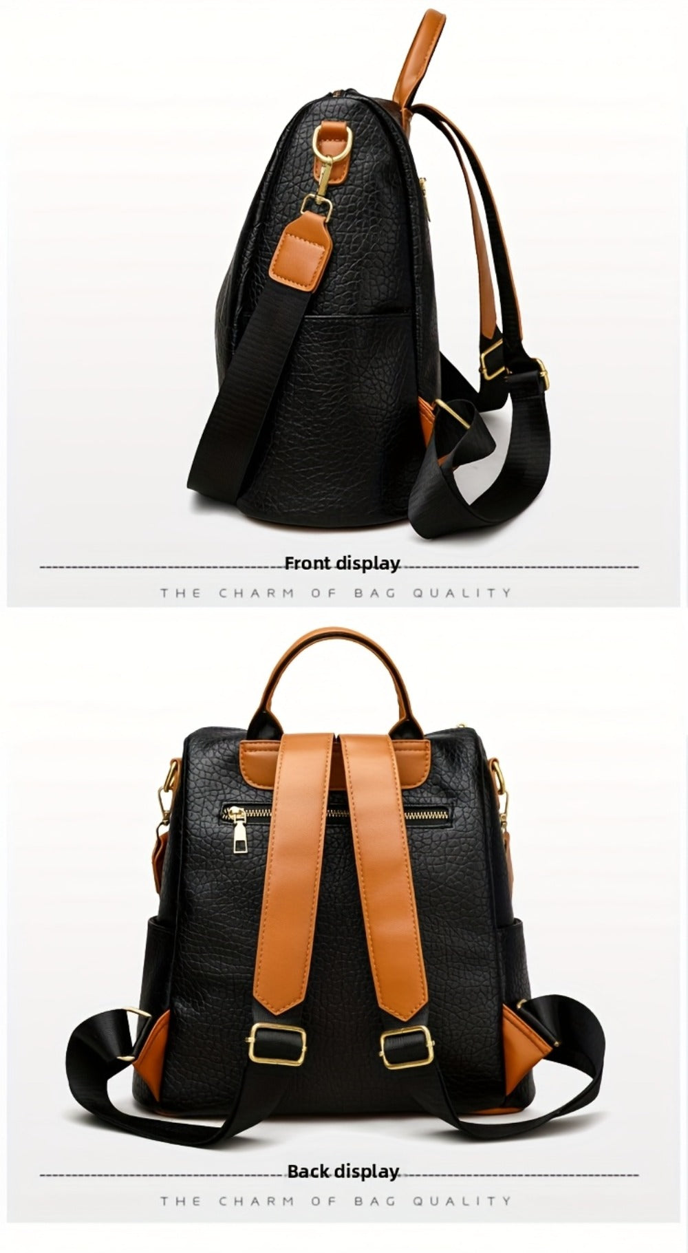A Stylish And Modern Backpack for Women Featuring a Solid Color with Embossed Letters, a Classic Crocodile Pattern, And Golden Hardware Accents. It'S Lightweight with an Adjustable Shoulder Strap, Making It Ideal for Commuting, Leisure, Or Travel