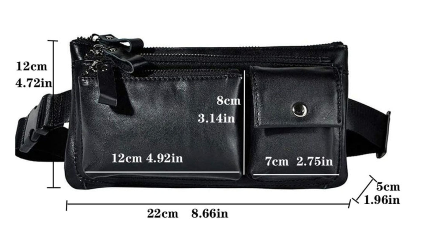 Stylish Retro Authentic Leather Hip Bag, Slim Phone Pouch, Vintage Crossbody Purse