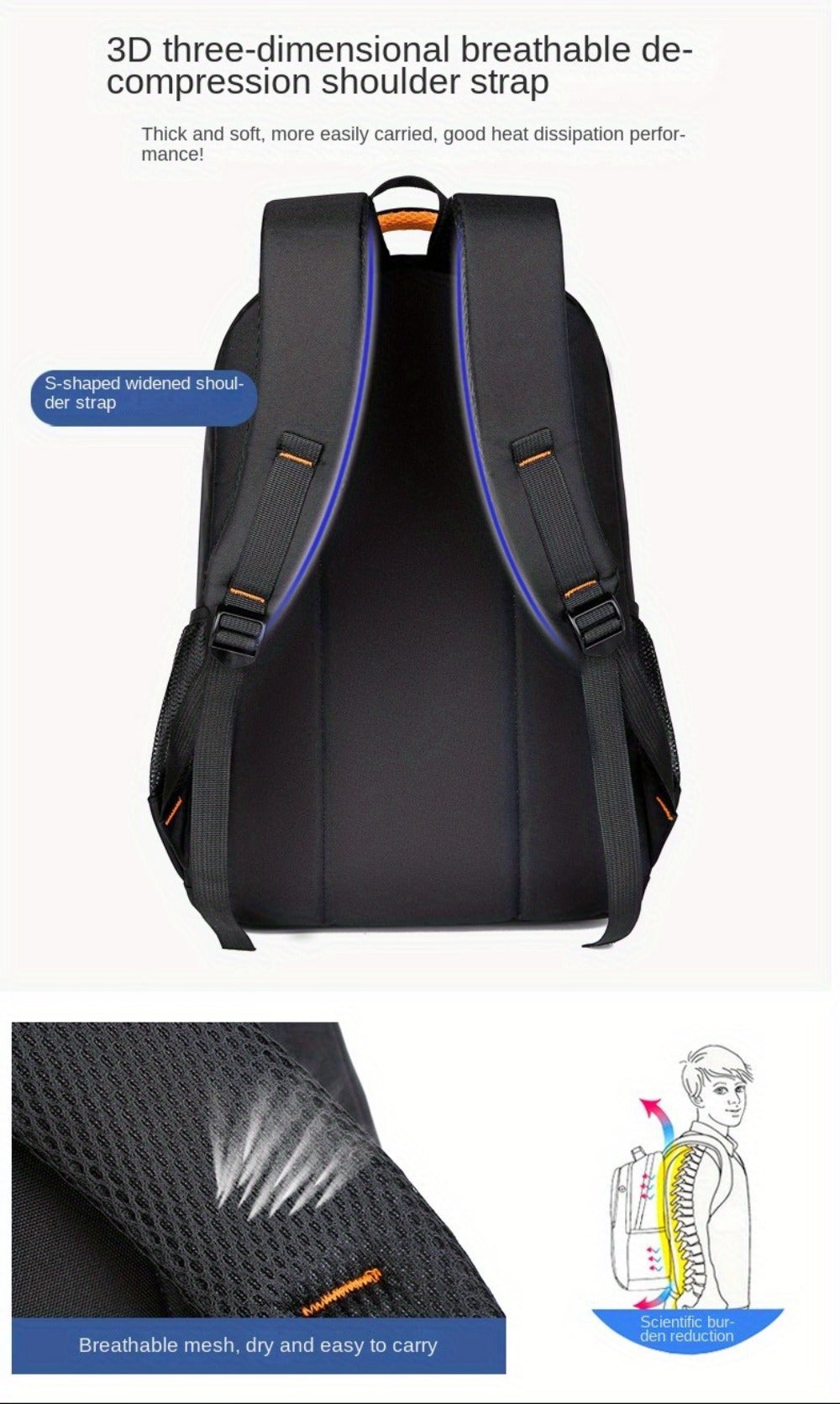 Men's Large Capacity Business Laptop Backpack, Travel and Sports Bag for Women