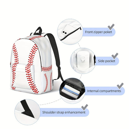 Lightweight Sports Backpack Suitable for Men & Women with Tablet/Laptop Compartment, Multi- Ball Print, Adjustable Shoulder Straps & Crossbody Pack - Suitable for Baseball, Basketball, Soccer, Football, Travel,