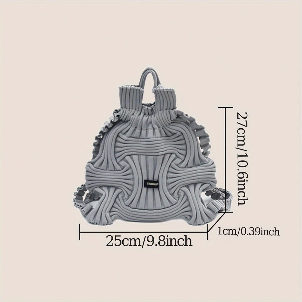 Korean Chic Knitted Top-Handle Bag - Soft Fabric Material, Adjustable Fixed Shoulder Straps, Partial Lining, and No-Closure Design for Effortless Casual, Vacation, and Daily Use