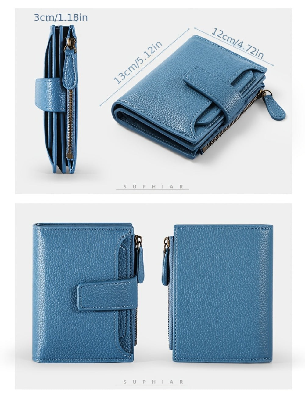 RFID Blocking Bifold Wallet for Women Compact Soft Faux Leather Card Holder with Zipper Coin Pocket & 4 ID Windows Slim Minimalist Small Wallet