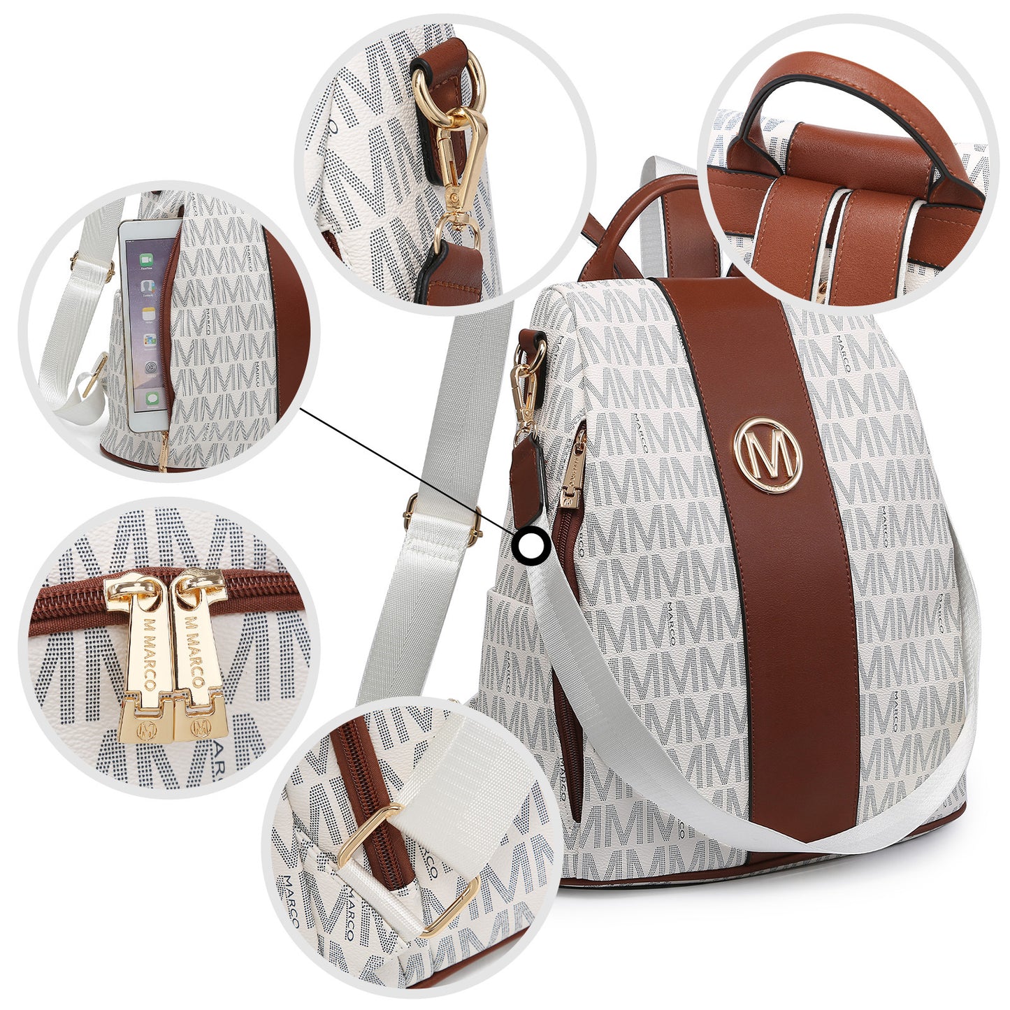 MKP COLLECTION 2pcs Set Women's Fashion Anti-Theft Rucksack & Shoulder Bag Multifunctional Travel Purse