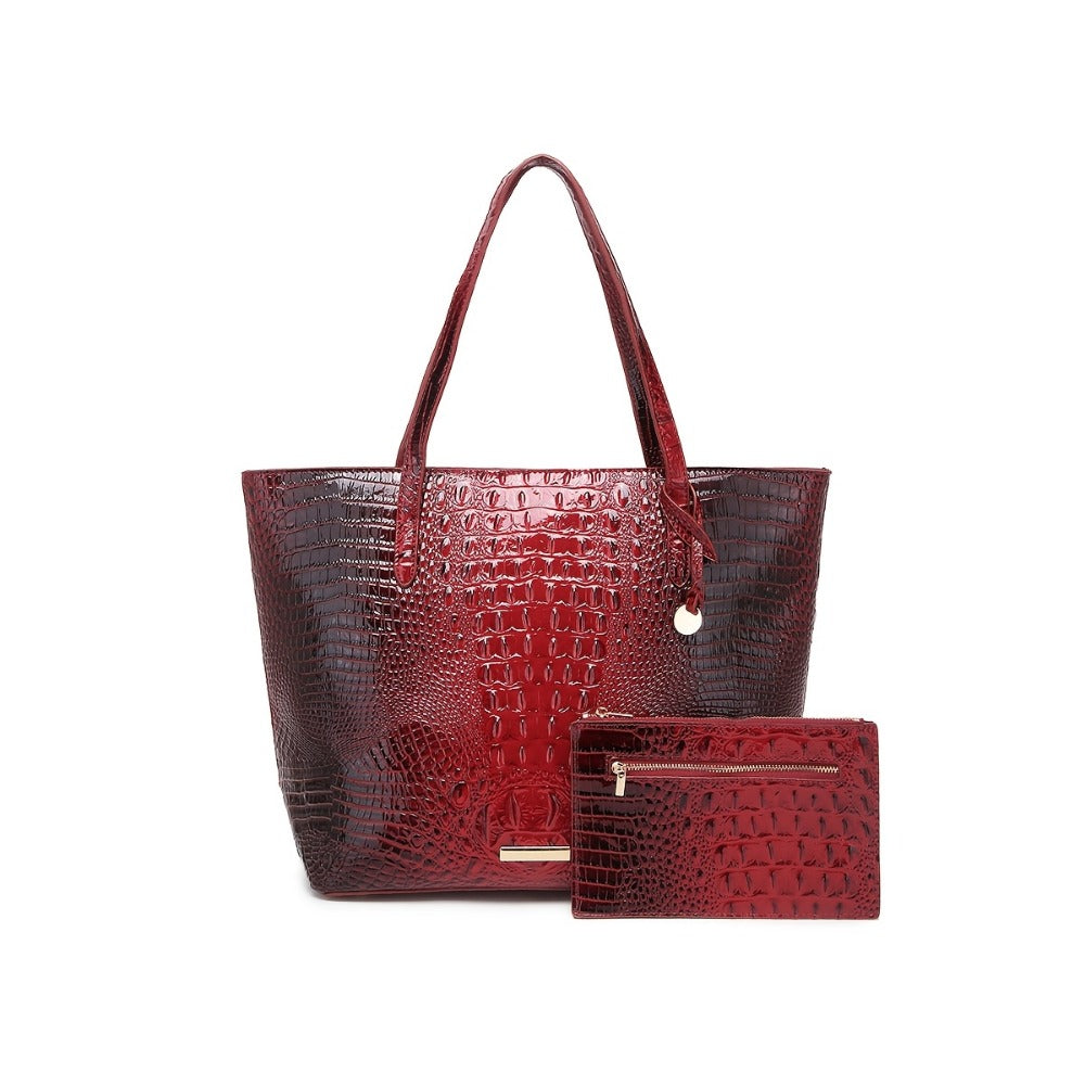 Tote Bag for Women – Large Capacity, Crocodile Pattern Two Piece Set | Bag Vero – detail view 18