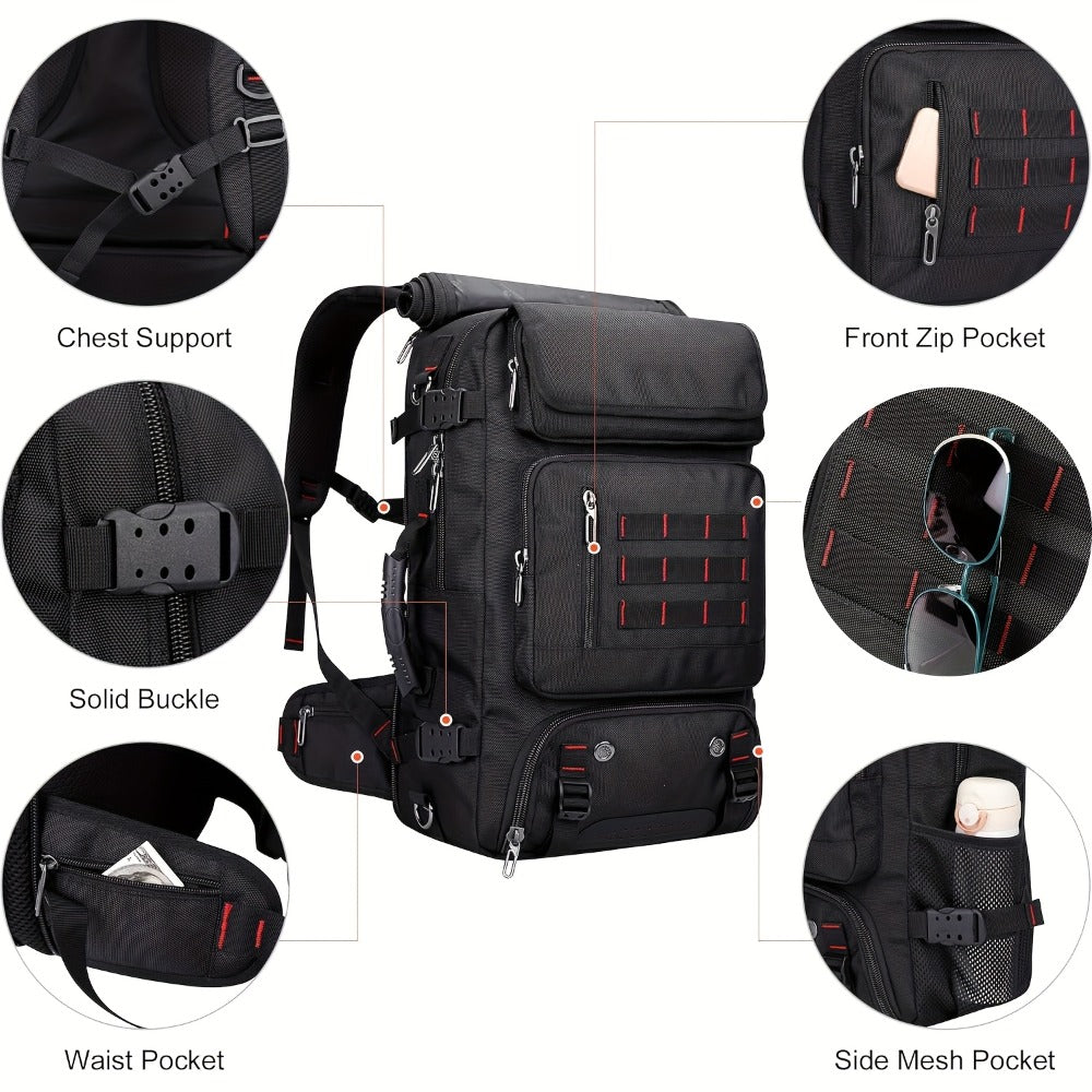 A Large Capacity Hiking Backpack, Suitable for Outdoor Camping, Mountain Climbing, And Long-Distance Travel. It Features Multiple Functions As a Handheld, Dual-Shoulder, Or Crossbody Sports Bag, Is Sturdy And Durable with a Shoe Pocket